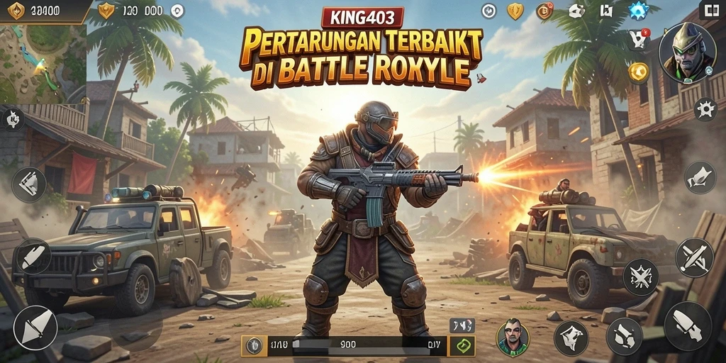 Screenshot menunjukkan aksi seru dalam pertempuran Battle Royale.