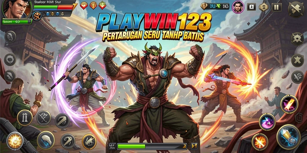 Tangkapan layar menampilkan aksi seru di dalam pertarungan PLAYWIN123.