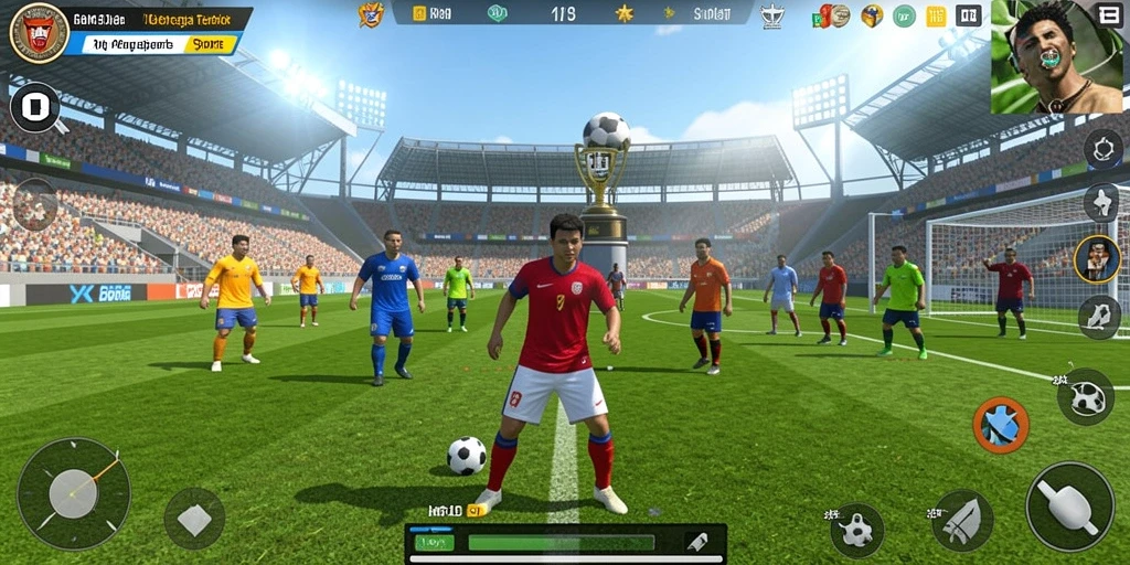 Tangkapan layar gameplay RP8 yang menunjukkan aksi olahraga yang mendebarkan.