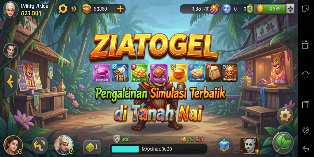 Screenshot gameplay ZIATOGEL menampilkan dunia simulasi yang vibrant dan interaktif.
